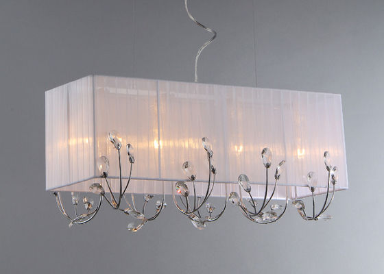 Witte Moderne Rechthoekige Kroonluchterverlichting 4Lights voor Eetkamer