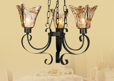 64cm Lichten van de het Glaskroonluchter van het Hoogte de Grote Retro Smeedijzer Amber/Lamp voor Badkamers
