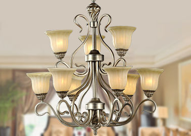 De decoratieve 9 Lichte Grote Italiaanse Retro Stijl van de Smeedijzerkroonluchter met Metaal en glas