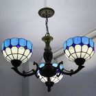 Blauwe de Stijlkroonluchters die van Tiffany van de Smeedijzerlamp Licht hangen