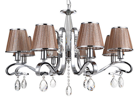 Van de de Schaduwluxe van de koffiestof het Kristalkroonluchter 8 Lichten voor Hotel/Villa/Eetkamer