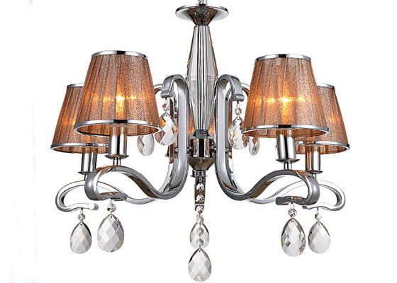 Chroom 5 het Lichte Binnenlicht/de Lamp van Luxe Eigentijdse Kroonluchters met Stoffenschaduw