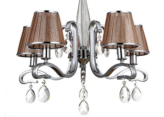 Chroom 5 het Lichte Binnenlicht/de Lamp van Luxe Eigentijdse Kroonluchters met Stoffenschaduw