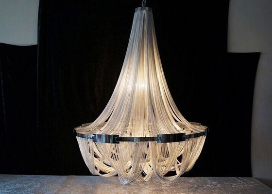 Heet verkoop van het de kroonluchter Modern Binnenlands chroom van het Luxe Groot Hotel van de het nikkelkleur van de het metaalketting de Kroonluchterlicht voor hotelvilla's