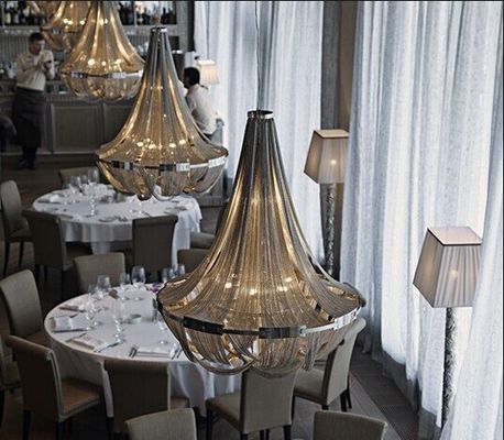 Heet verkoop van het de kroonluchter Modern Binnenlands chroom van het Luxe Groot Hotel van de het nikkelkleur van de het metaalketting de Kroonluchterlicht voor hotelvilla's