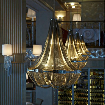 Heet verkoop van het de kroonluchter Modern Binnenlands chroom van het Luxe Groot Hotel van de het nikkelkleur van de het metaalketting de Kroonluchterlicht voor hotelvilla's
