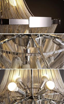 Heet verkoop van het de kroonluchter Modern Binnenlands chroom van het Luxe Groot Hotel van de het nikkelkleur van de het metaalketting de Kroonluchterlicht voor hotelvilla's