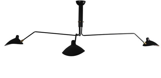 Zwarte Plafondlichten, Buitensporig Ijzer Drie Gebogen de Kroonluchterlamp van het Wapensplafond