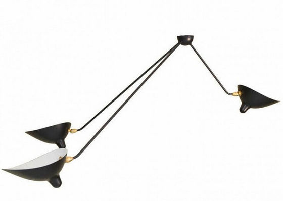 Zwarte Plafondlichten, Buitensporig Ijzer Drie Gebogen de Kroonluchterlamp van het Wapensplafond