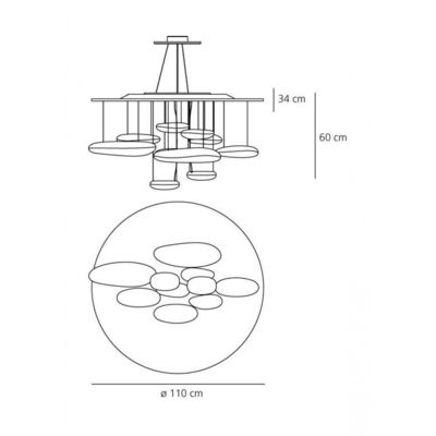 De moderne Lichten van de Chroomskydro Geleide Kroonluchter met ABS Zinc+alloy Materialen voor Commerciële Verlichtingsdecoratie