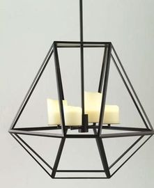Geleide de Kroonluchterlichten van de glaskaars binnen, Brede Zwarte de Tegenhangerlamp van de Ijzerkooi