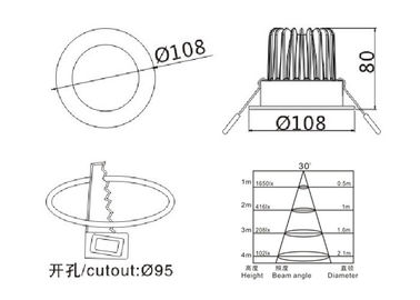 1320Lm 12 Wattsaluminium Downlights/Woon Geleide In een nis gezette Downlights