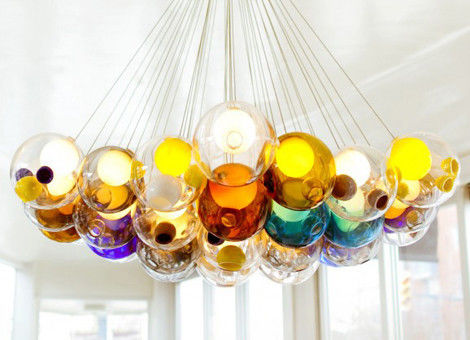 Creatieve Dubbele LEIDENE van het Plafondlichten van de Glasdekking Hangende G9 Kleurrijke Tegenhangerlamp